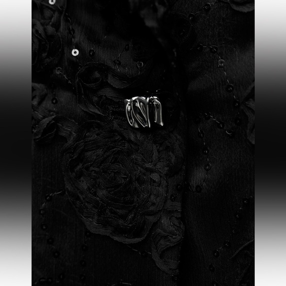 ZARA STRUCTURED SEQUINS SEMI-SHEER BLAZER - Picture 3 of 4